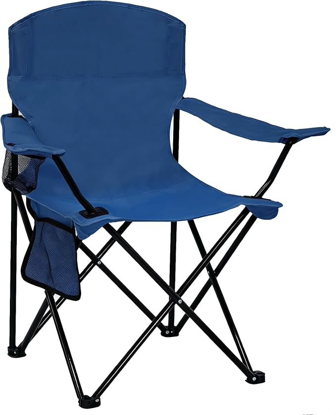 Folding Camping Chair with Cup Holder &amp Side Storage Bag 300lb Capacity Lightweight 5.5lbs Portable for Beach Picnic Sport Cyan