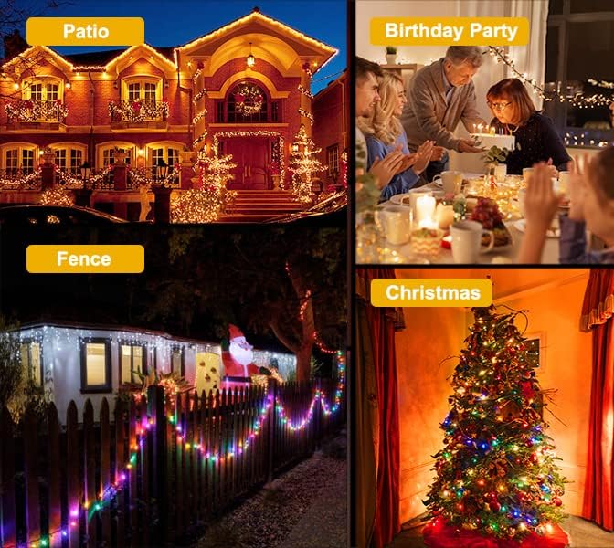 Haili 1000 Led Christmas Lights Plug in 8 Lighting Modes Waterproof Outdoor Christmas Lights for Tree Yard Party Indoor Outside Decorations (393FT Color Changing)