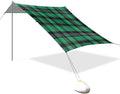 Plaid Texture Green Beach Tent Sun Shelter 9.2' x 10.5' Beach Canopy with 4 Sandbags 4 Stability Poles Sand Shovels - Tent Canopy for Beach Camping Fishing Picnics