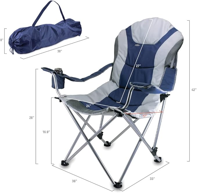 Picnic TIME NCAA Arkansas Razorbacks Reclining Camp Chair - Beach Chair for Adults - Sports Chair with Carry Bag