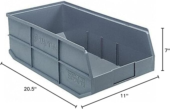 Quantum Storage SSB485 Stackable Shelf Bins Part Organizer - 20-1/2 x 11 x 7 - 6 Pack