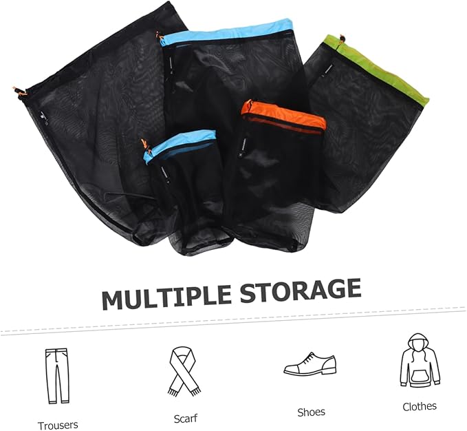 Kisangel 1 Set Outdoor Sports Camping Mesh Storage Sack Compression Bag for Travel Clothes Sleeping Bags Hike Gear Durable Polyester Mesh Space Saving Design in Black XL XXL