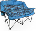 Black Sierra Double Camping Chair for Adults Oversized Folding Loveseat Supports 600 lbs Plush Padded Outdoor Couch with Cup Holders and Carry Bag for Beach Patio RV or Tailgating Events