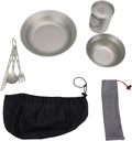 Camping Cutlery Set 10 Piece with Plate Bowl Cup Knife Fork Spoon Lightweight Portable Mess Kit for Camping Travel Picnic and Outdoor Dining