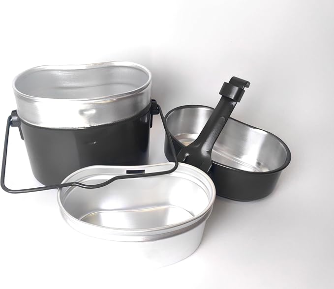 PLAA Type 78 Military Style Alumilum Alloy Mess Kit Survival Cookware Set Equipment for Camping 3 in 1