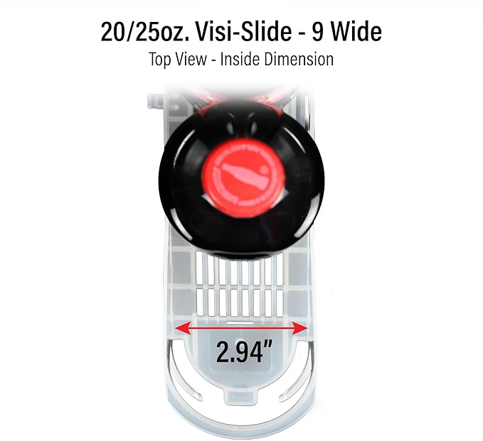 Visi-Slide 20oz Soda Beverage Dispenser - Gravity Fed Glide for Angled Shelves for Coolers Commercial Refrigerators Cold Vaults (Pack of 2) Drink Dispenser and Organizer for Cans Bottles and More