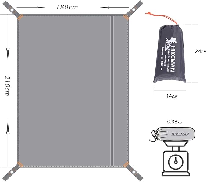 Hikeman Tent Footprint - Waterproof Camping Tarp Heavy Duty Tent Floor Saver Ultralight Ground Sheet Mat for Hiking Backpacking Hammock Beach - Storage Bag Included(L-83”x71”)