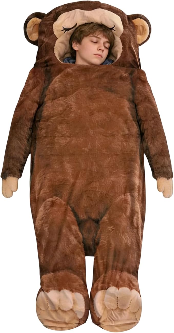 Giant Monkey Sleeping Bag for Human Monkey Shaped Animal Sleeping Bags for Adults for Indoor Use Or Camping TripsSleepovers