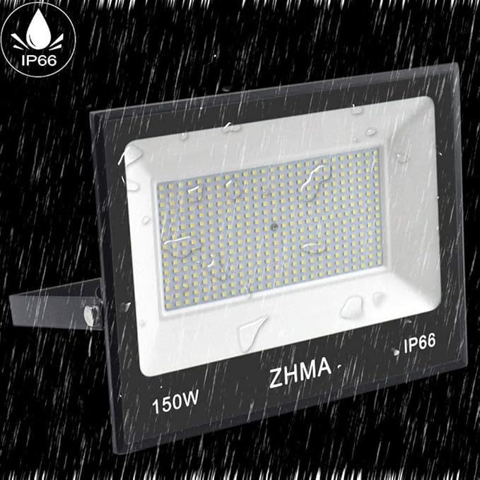 150W LED Flood Light Outdoor12000lm LED Work Lights with PlugIP66 Waterproof Security Lights6500K Daylight White floodlight for Basketball Court Parking Lots Playground Yard