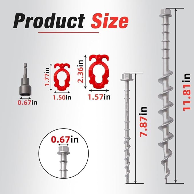 12 Pcs Aluminum Ground Anchors Non-Rust Cast Tent Stakes Heavy Duty Metal Tent Stakes Pegs Ideal for Tents Canopies Sheds Car Ports Swing Sets Outdoors