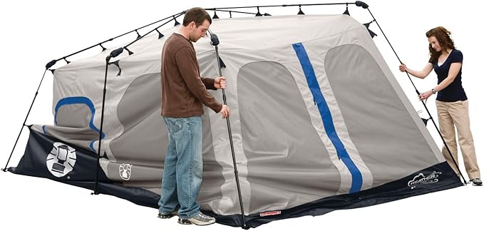 Coleman 4/6/8/10 Person Instant Camping Tent with 1-Minute Setup Large Family Tent with Pre-Attached Poles Air Vent &amp Carry Bag Sets Up in About 60 Seconds