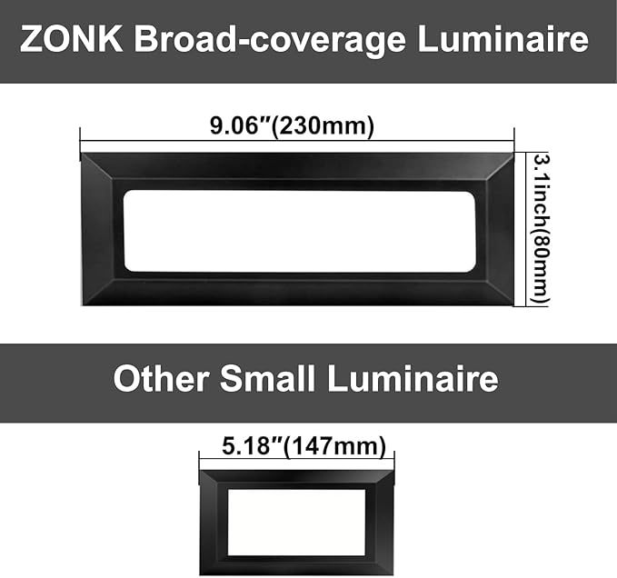 ZONK Upgraded Dimmable 3 Color LED Outdoor Indoor Step Lights 3000K/4000K/5000K 3W 180lm Waterproof IP65 Deck Stair Light Retaining Wall Lights 3 Pack