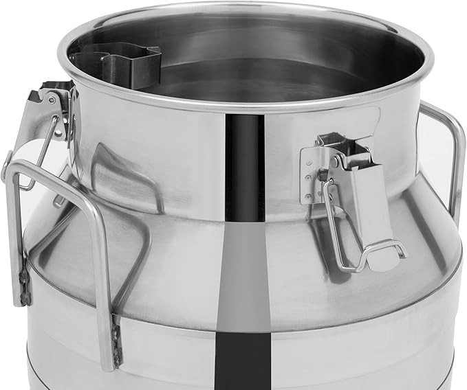 Stainless Steel Milk Can 12L/3.17Gal Metal Airtight Canister Food Storage Container with Lid &amp Clamps Bean Rice Cereal Storage Bucket for Kitchen Restaurant W12.6*H11.8in