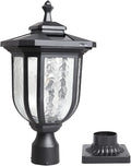 KMC KMC IGHTING ST4322Q Solar Lamp Post Lights 120 Lumen Die-Casting Aluminum Black with 3-Inch Fitter Base Black Pier Mount for Outdoor Garden Post Pole Landscape Yard