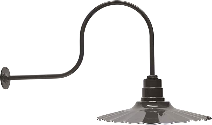 AGB102-AR20-BRONZE 20 Radial Wave Steel Dome 29 Gooseneck Barn Light - Outdoor Dome with Incandescent Downlight | Wall-Mount Fixture Gardens Pathways &amp Outdoor Living Spaces