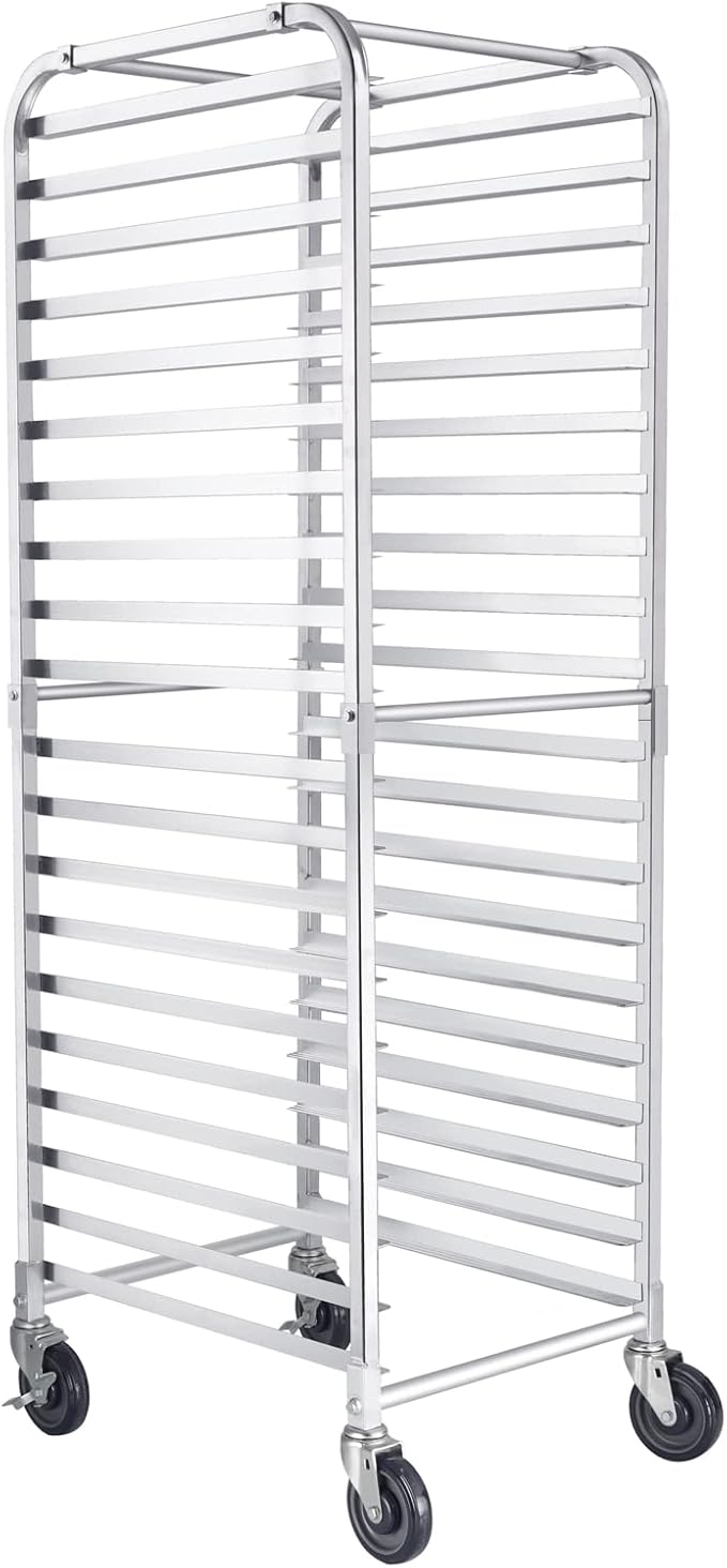 HARDURA 20 Tier Bun Pan Rack Bakery Rack with Casters NSF Home Commercial Kitchen Aluminum Storage Cooling Sheet Pan Rack20x26x69H