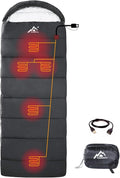 Heated Sleeping Bag - 5pcs Multi USB Power Support Heating Pads Operated with Battery Power Bank or Other USB Supplies Portable Compact Envelope Style Bag