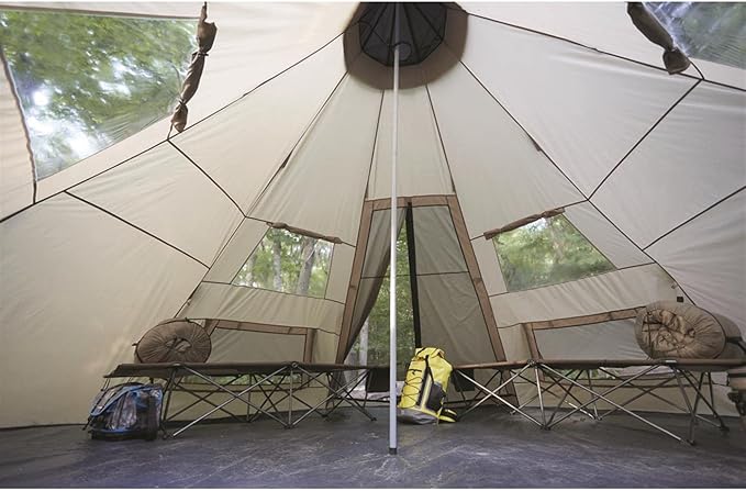 Guide Gear Camping Teepee Tent for Adults Outdoor Waterproof Family 8 Person 18' x 18'