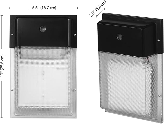 Globe Electric 23W Black Wall Pack 2000 Lumens Hardwired Automatic Dusk to Dawn Outdoor Integrated LED Flood Light Security Light Spotlight Outside House Lights