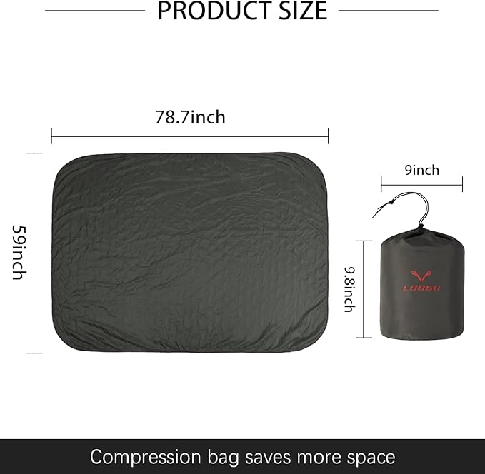 LOOGU Camo Blanket Waterproof Insulation Poncho Liner for Outdoor Camping Hiking Hunting Survival Backpacking Picnicking