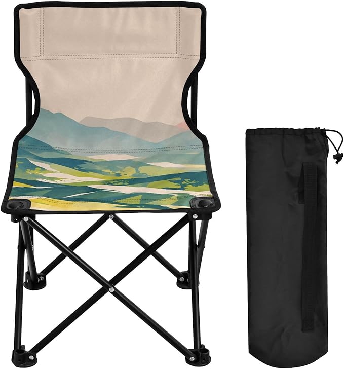 Green Mountain Portable Camping Chairs Folding Chair - Durable Oxford Fabric Lightweight Iron Frame Easy Fold Design - Ideal for Outdoor Activities Camping Fishing and Travel