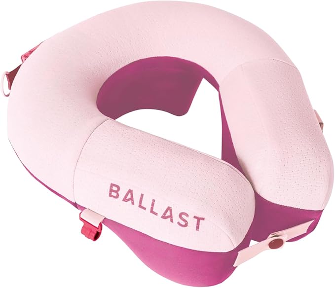 Ballast Travel Pillow PRO – Neck Pillow for Airplane Compact Inflatable Travel Pillow for Beach &amp Traveling Enjoy Relaxation Wherever You Go (Flamingo Pink)