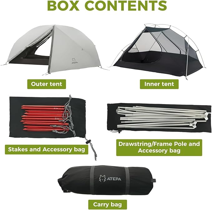 ATEPA Voyage 1-2 Person Backpacking Tent 4 Season Ultralight Camping Tent 4000mm Waterproof Double Layer Cold Wearther Easy Set Up Tent for Family Camp Hiking Hunting Outdoor Mountaineering Travel