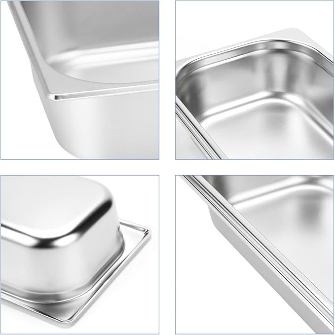 4 Pcs Half Size Hotel Pan 1/2 Size 2.5 Inch Deep Stainless Steel Steam Table Pan Half Pans for Chafing Dishes Breading Trays for Hotel Party Buffet Catering Supplies