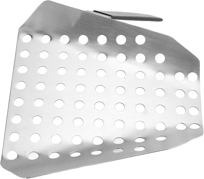 Alomejor Stainless Steel Ergonomic French Fry Scooper with Holes for Popcorn 2pcs Large Area Scoop for Movie Theaters 7.7x7.5x4.3in