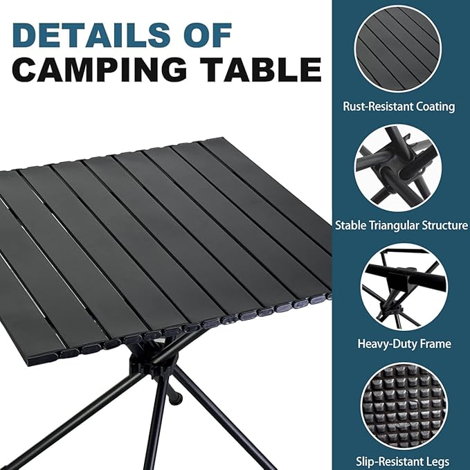 HASIKA Folding Camping Table Large Size Portable Camping Side Table for Outdoor Beatch Tailgating Picnic Grilling