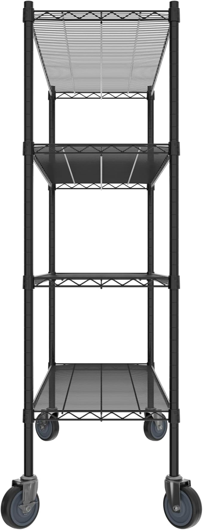 Commercial NSF Listed Black Epoxy Mobile Wire Shelving Kit 18 x 54 x 60 with 4 Shelves Perfect for Warehouse Walk-in Refrigerator Freezer Grocery Store Restaurant Dishroom