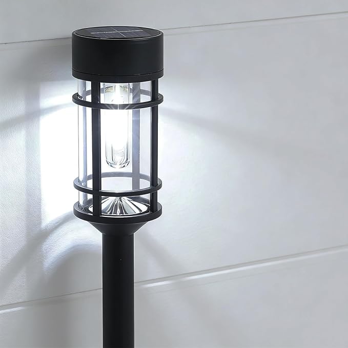 Mancra Solar Pathway Lights Outdoor 8 Pack Metal Glass Solar Lights Outdoor Waterproof Auto On/Off Landscape Path Lighting Garden Decor for Yard Walkway Driveway Cool White