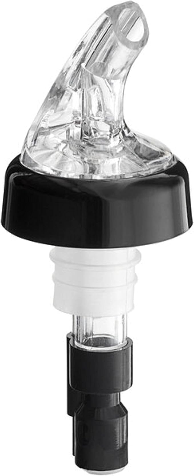 TrueCraftware- 5/8 oz Measured Liquor Pourer with Black Tail &amp Collar Acrylonitrile Set of 12- Cocktail Shot Dispenser Liquor Bottle Pourers Alcohol Liquor Pourers Bar Bartender Accessories