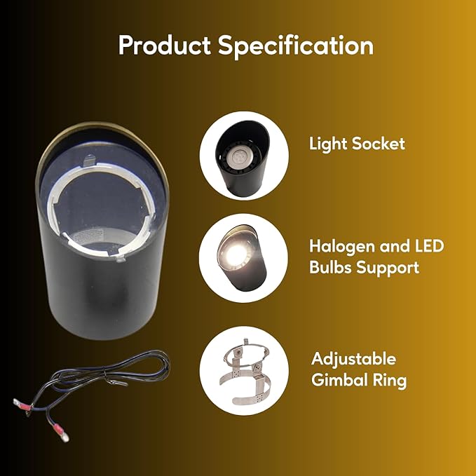 Ironsmith Lighting Products In Ground Well Light Fixture with Clear Cover - Adjustable Gimbal Ring Clear Bulb Cover and Light Socket Kit Included Halogen and LED Bulbs Support - Black