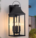 tewei 22'' Large Outdoor Wall Light Porch Light Outdoor Wall Sconce Lantern 4-Light Modern Black Exterior Lighting Fixture Wall Mount Outside Light for House Garage 1-Pack