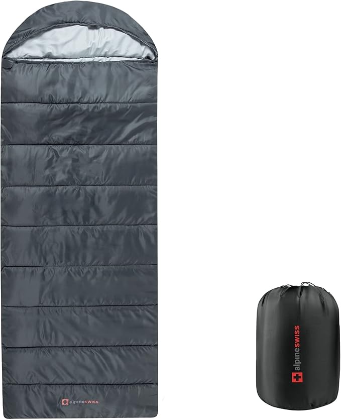 Alpine Swiss 0°C (32°F) Sleeping Bag Lightweight Waterproof with Compression Sack Adults All Seasons Camping Hiking Backpacking Travel Outdoor Indoor