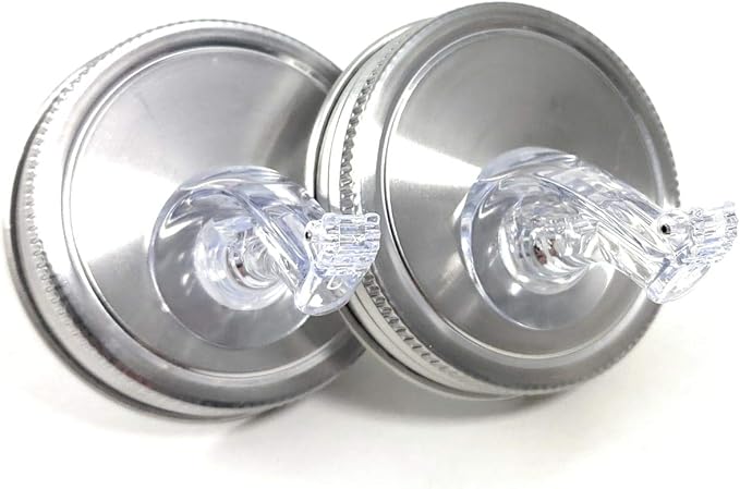 Mason Jar Pour Spouts Stainless Wide Mouth Flap - For Moonshine And Whiskey - Made 100% In The USA. Free Flow Mason Jar Spouts That Don't Leak - No Cracks A Perfect Cocktail Pour Everytime. 2 Pack