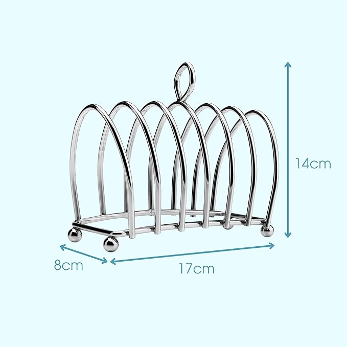 Kilo Victorian Design Chrome 6 Slice Toast Rack with Ball Feet and Loop Carry Handle