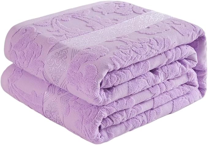 Carved Jacquard Blanket 80x90''100% Cotton Bed Blanket Lightweight Soft Cozy Fall Blanket for Bedroom Throw Blanket for Home Decor Christmas Thanksgiving Gift for Women Moms Girls Purple