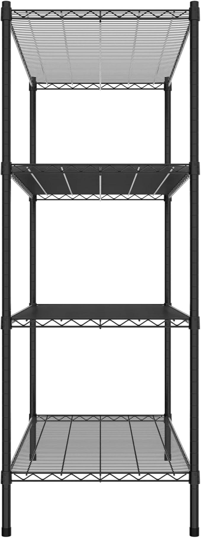 Commercial NSF Listed Black Epoxy Stationary Wire Shelving Kit 24 x 48 x 64 with 4 Shelves Perfect for Warehouse Walk-in Refrigerator Freezer Grocery Store Restaurant Dishroom