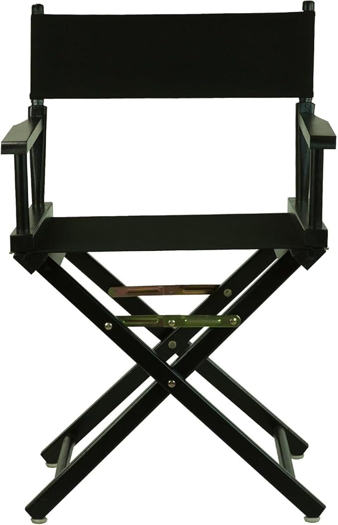 Director's Chair with Built-in Armrests and Foldable Design for Easy Storage Lightweight Durable Frame Perfect for Indoor or Outdoor Seating Black Canvas/18 in Black Frame