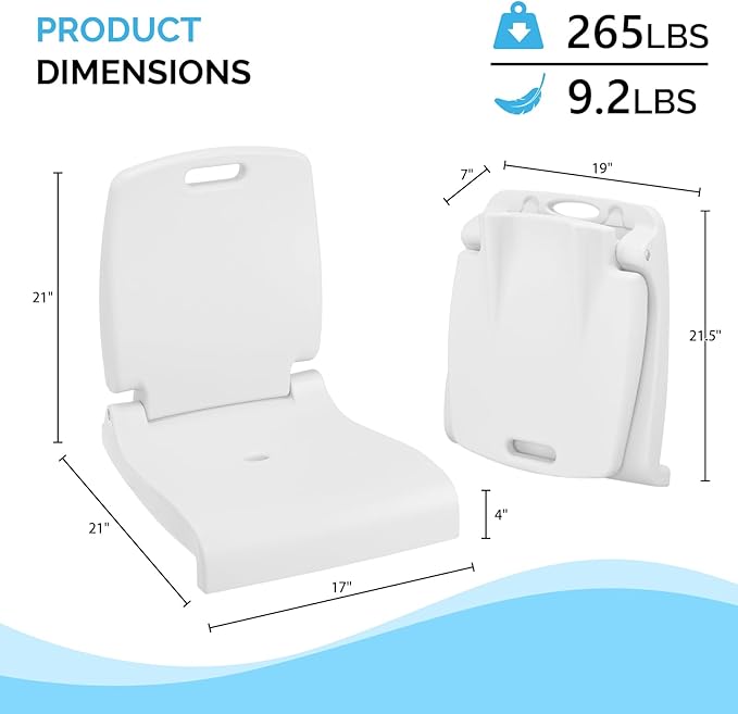 VINGLI Portable Pool Chair for Poolside Lakeeze Swim Stool Folding Flip Seat Chair for in PoolBeach Chair with Ergonomic Back Support for Pool Edges Stadium BeachCamping Tailgates Boats Docks