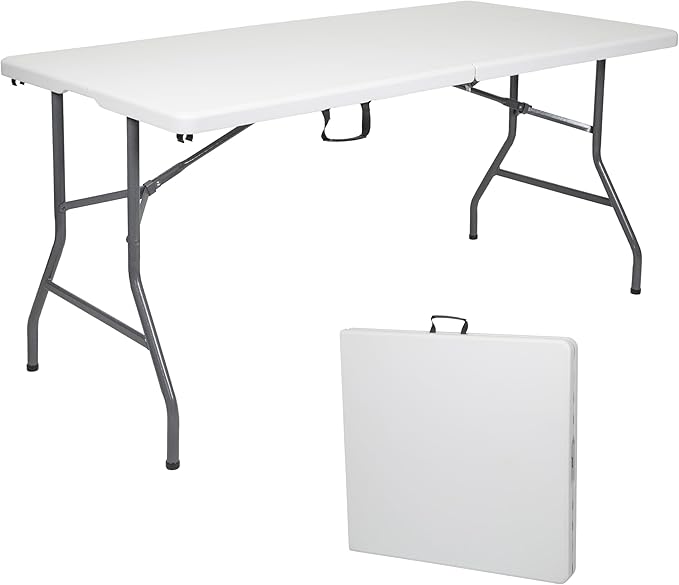 Stansport Folding Camp Table White 59.8 L x 29.1 W x 29.1 H
