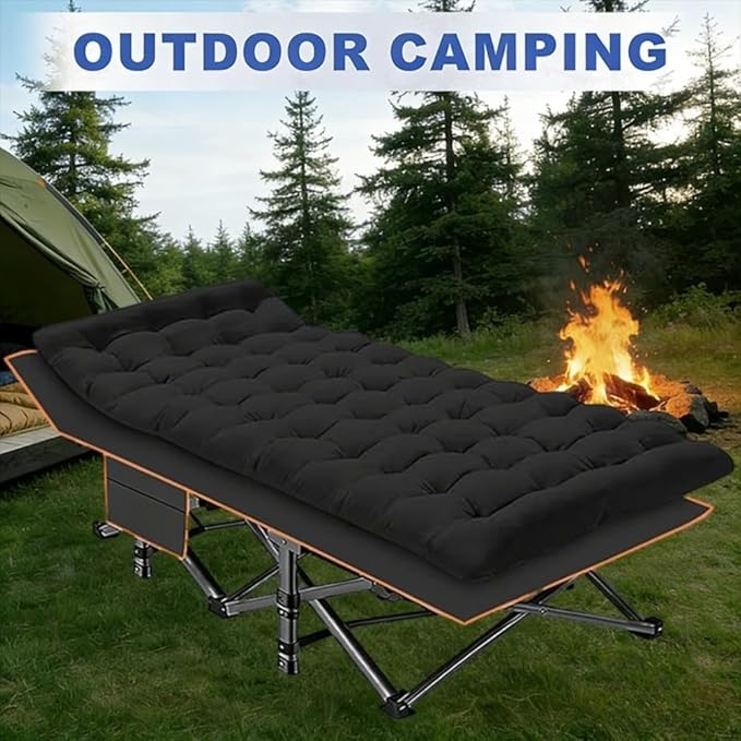 Camping bed with a load capacity of 560/660/760 lbs with a mattress and a storage bag. It is a foldable and easy-to-store guest bed A version without a mattress is also available (Black 560lbs)