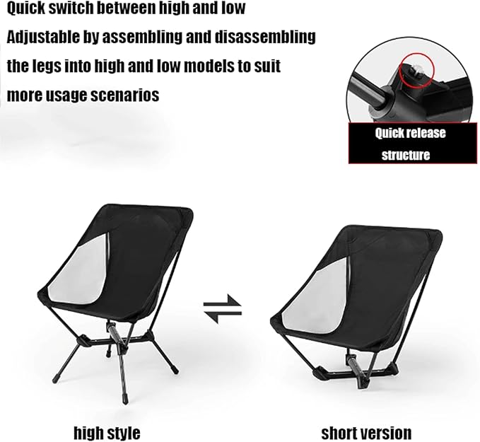 Lightweight and Comfortable Black Beach Chair Outdoor Camping Aluminum Alloy Ultra-Lightweight Dual-Purpose Folding Chair Khaki Suitable for Mountaineering and Hiking Camping Multi-Color Avail