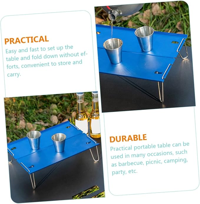 YARNOW Camping Table Portable Small Tea Table Aluminum Alloy for Hiking BBQ Picnic