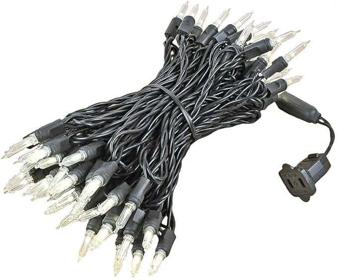 Novelty Lights Vintage Style T5 Warm White LED Christmas Lights 35 Feet Black Wire String of 70 Mini Bulbs UL Listed Indoor/Outdoor Tree Lighting