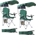 Portable Folding Camping Chairs with Canopy Shade Beach Chair for Adults Durable Weather Resistant 600D Oxford Cloth Camping Chair with Canopy for Outdoors [Green-2 Pack]