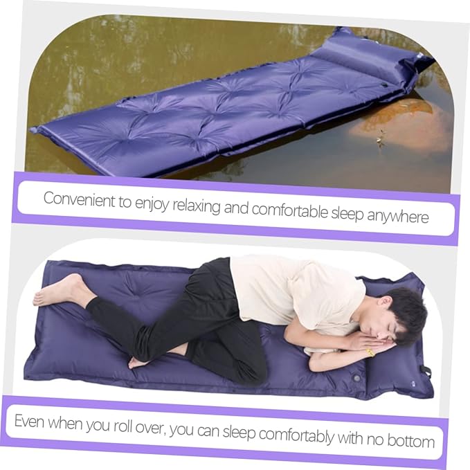 Compact Inflatable Sleeping Pad Self Inflating Camping Mat for Backpacking Hiking Tent and Travel Portable Multi Function Warm Insulation Easy to Store