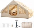 Aoxun Inflatable Camping Tent for 4-8 Person Instant Setup Family Size Tent Waterproof Windproof Outdoor Shelter with UV Protection Lightweight Portable for Camping Beach Festivals